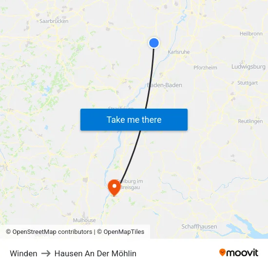 Winden to Hausen An Der Möhlin map