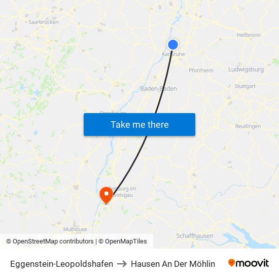 Eggenstein-Leopoldshafen to Hausen An Der Möhlin map