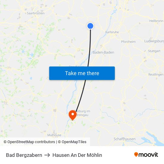 Bad Bergzabern to Hausen An Der Möhlin map