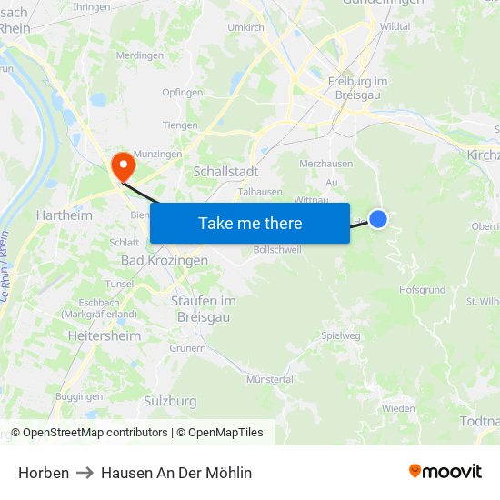 Horben to Hausen An Der Möhlin map