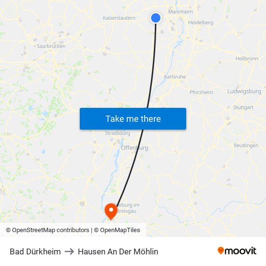 Bad Dürkheim to Hausen An Der Möhlin map