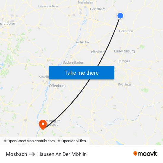 Mosbach to Hausen An Der Möhlin map