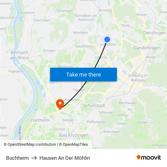 Buchheim to Hausen An Der Möhlin map