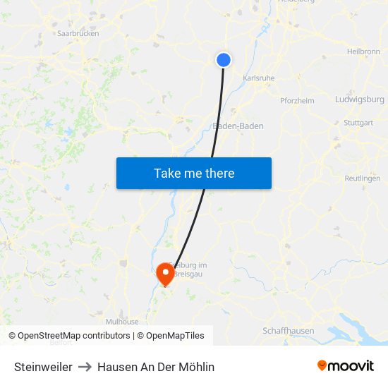 Steinweiler to Hausen An Der Möhlin map