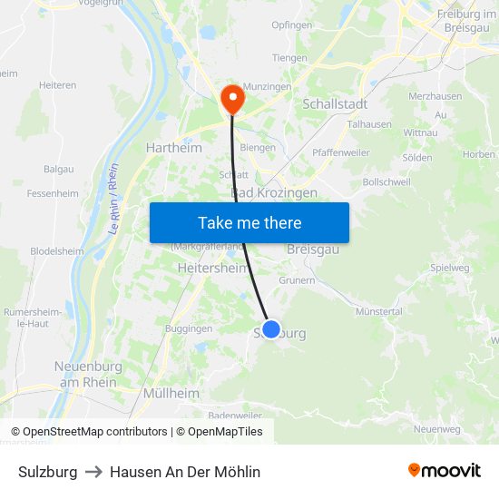 Sulzburg to Hausen An Der Möhlin map