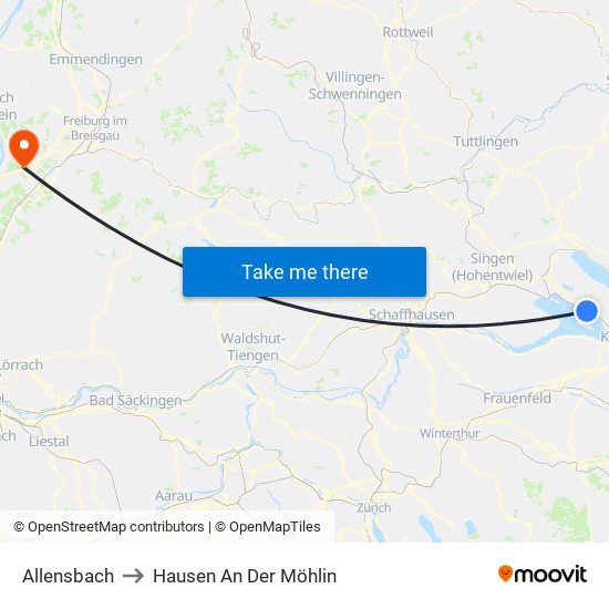 Allensbach to Hausen An Der Möhlin map