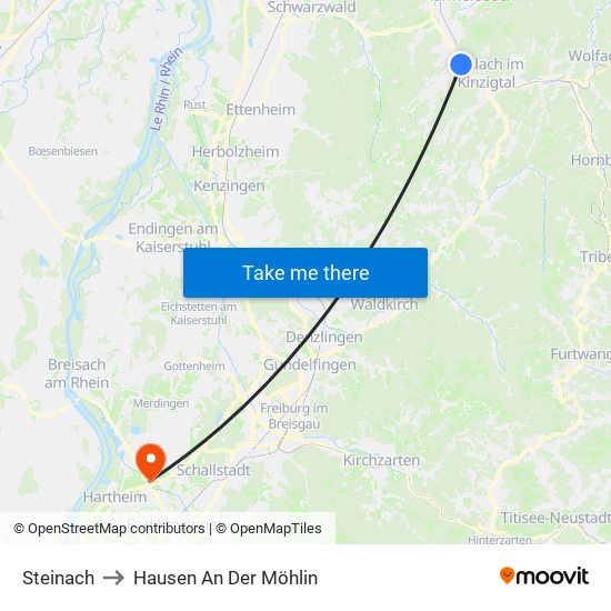 Steinach to Hausen An Der Möhlin map