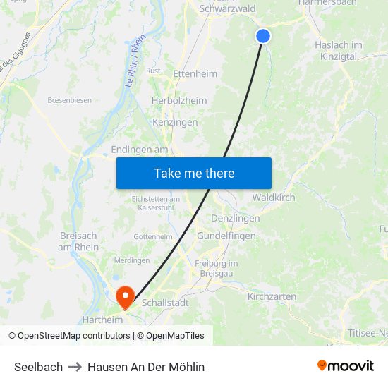 Seelbach to Hausen An Der Möhlin map