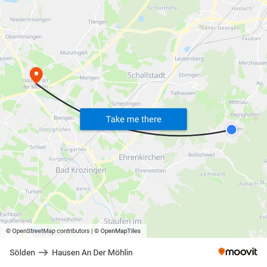 Sölden to Hausen An Der Möhlin map