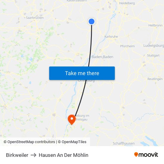 Birkweiler to Hausen An Der Möhlin map
