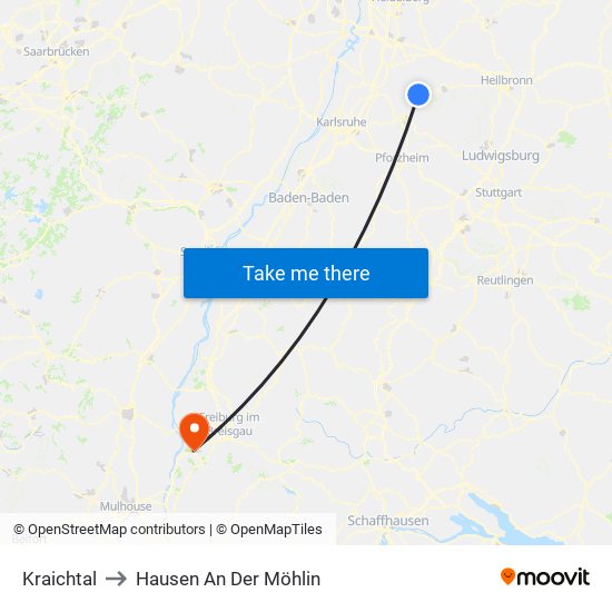 Kraichtal to Hausen An Der Möhlin map
