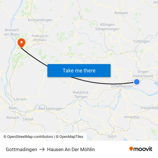 Gottmadingen to Hausen An Der Möhlin map