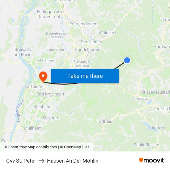 Gvv St. Peter to Hausen An Der Möhlin map