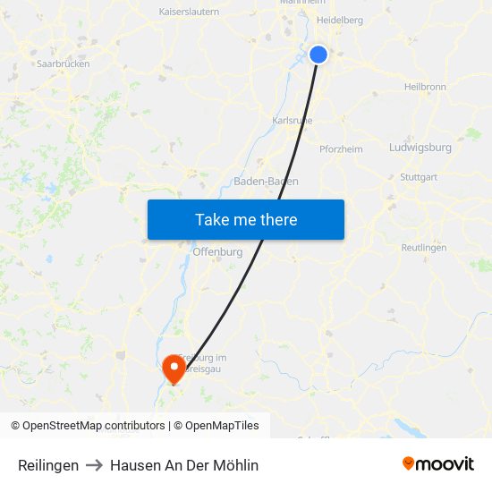 Reilingen to Hausen An Der Möhlin map