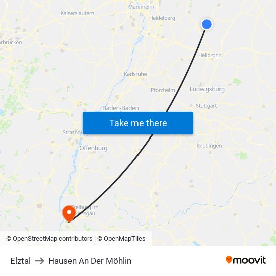 Elztal to Hausen An Der Möhlin map