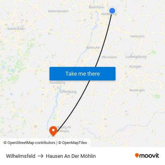 Wilhelmsfeld to Hausen An Der Möhlin map