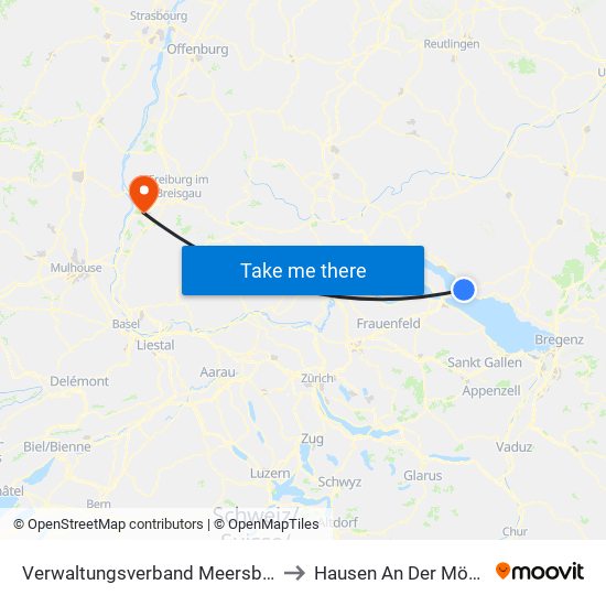 Verwaltungsverband Meersburg to Hausen An Der Möhlin map