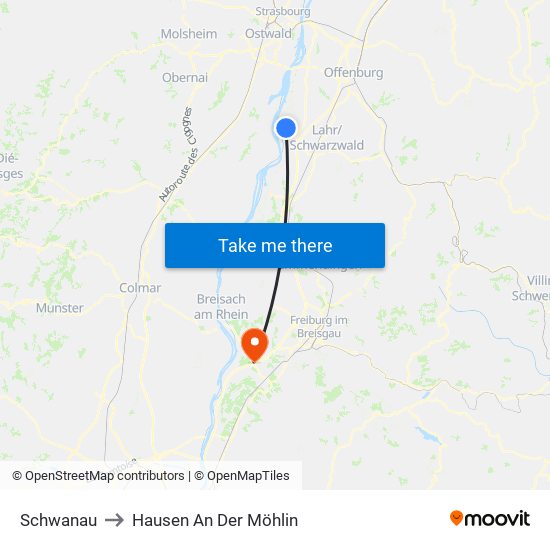 Schwanau to Hausen An Der Möhlin map