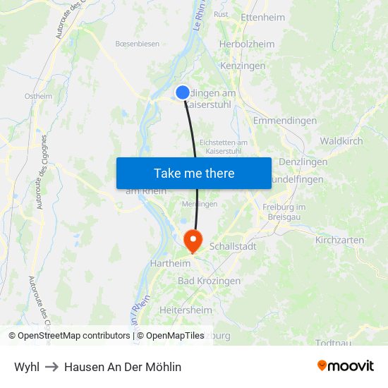 Wyhl to Hausen An Der Möhlin map