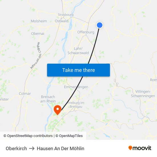 Oberkirch to Hausen An Der Möhlin map