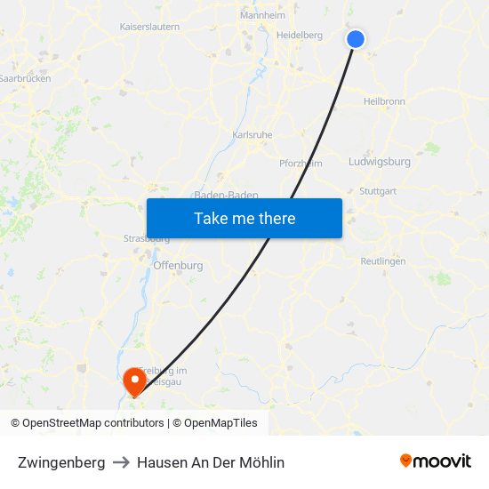 Zwingenberg to Hausen An Der Möhlin map