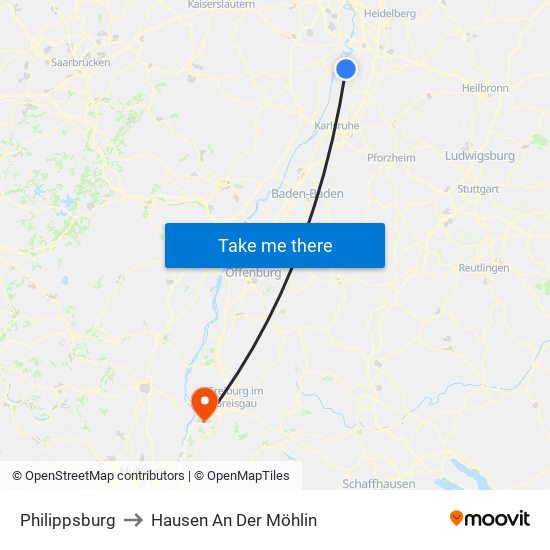 Philippsburg to Hausen An Der Möhlin map