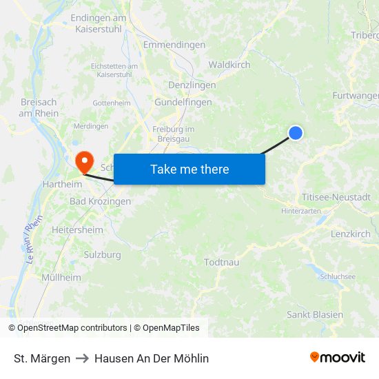 St. Märgen to Hausen An Der Möhlin map