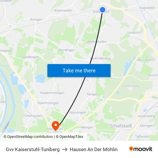 Gvv Kaiserstuhl-Tuniberg to Hausen An Der Möhlin map