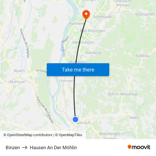 Binzen to Hausen An Der Möhlin map