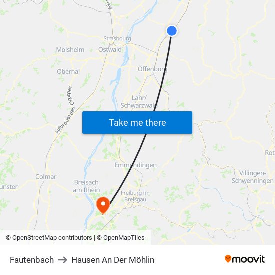 Fautenbach to Hausen An Der Möhlin map