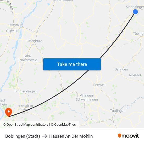 Böblingen (Stadt) to Hausen An Der Möhlin map