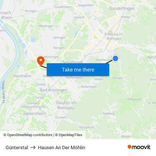 Günterstal to Hausen An Der Möhlin map