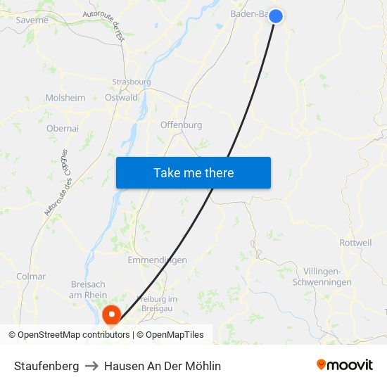 Staufenberg to Hausen An Der Möhlin map