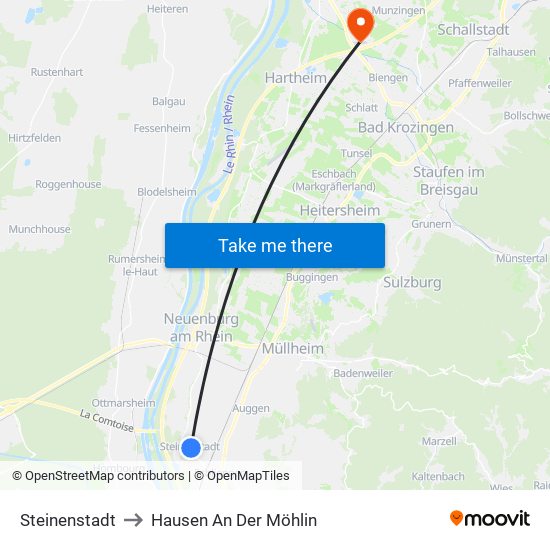 Steinenstadt to Hausen An Der Möhlin map