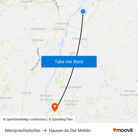 Memprechtshofen to Hausen An Der Möhlin map