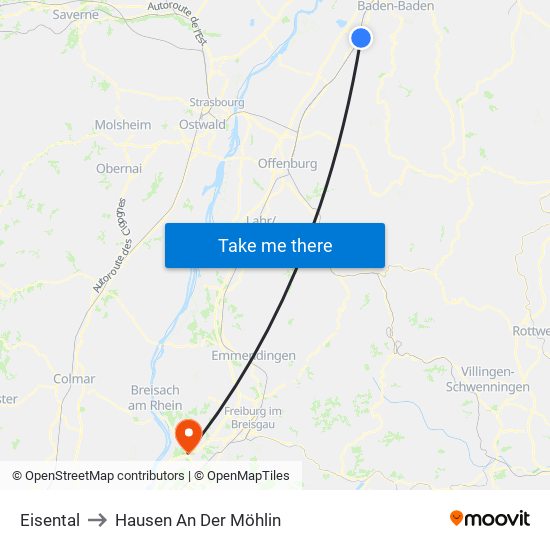 Eisental to Hausen An Der Möhlin map