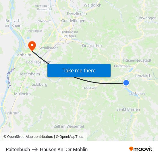 Raitenbuch to Hausen An Der Möhlin map