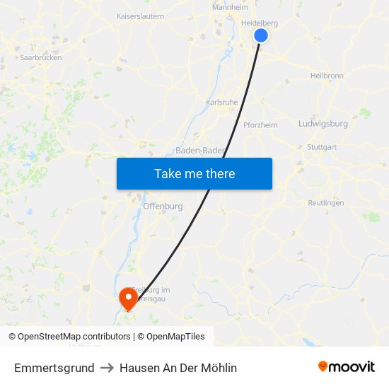 Emmertsgrund to Hausen An Der Möhlin map