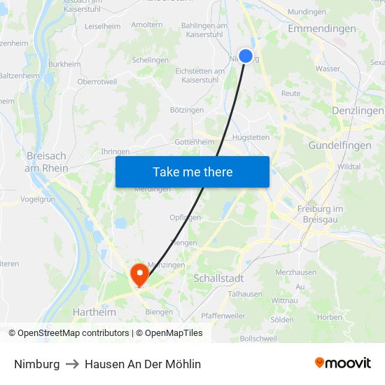 Nimburg to Hausen An Der Möhlin map