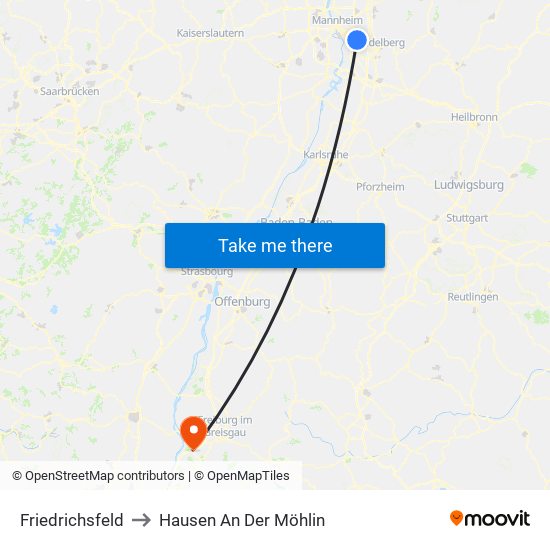 Friedrichsfeld to Hausen An Der Möhlin map