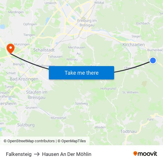 Falkensteig to Hausen An Der Möhlin map