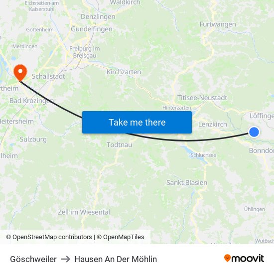 Göschweiler to Hausen An Der Möhlin map