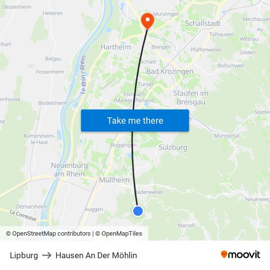 Lipburg to Hausen An Der Möhlin map
