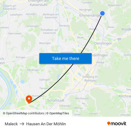 Maleck to Hausen An Der Möhlin map