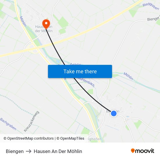 Biengen to Hausen An Der Möhlin map