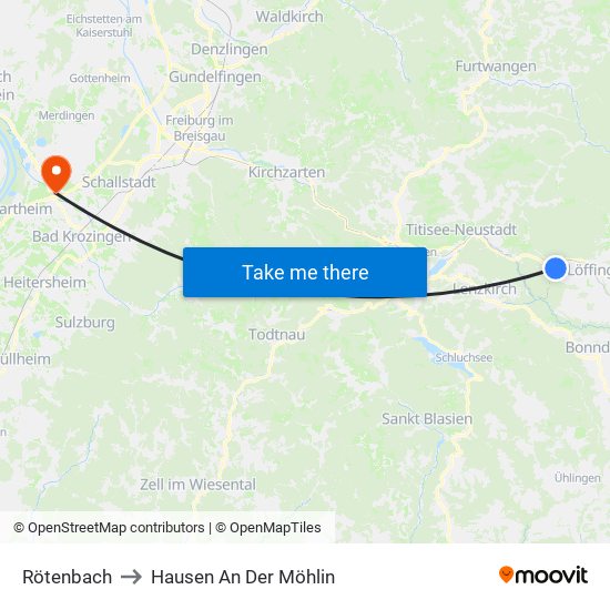 Rötenbach to Hausen An Der Möhlin map