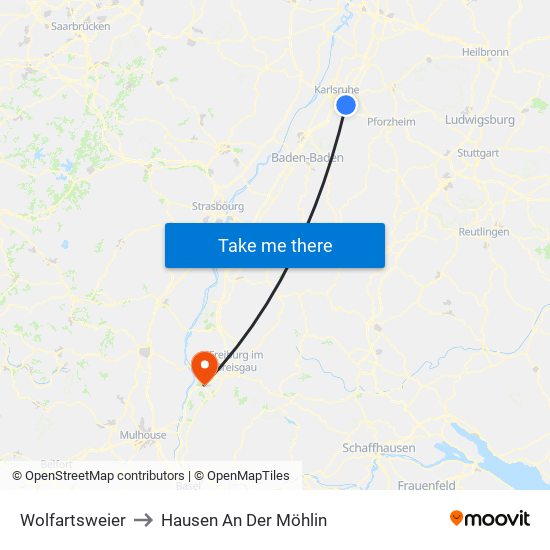 Wolfartsweier to Hausen An Der Möhlin map