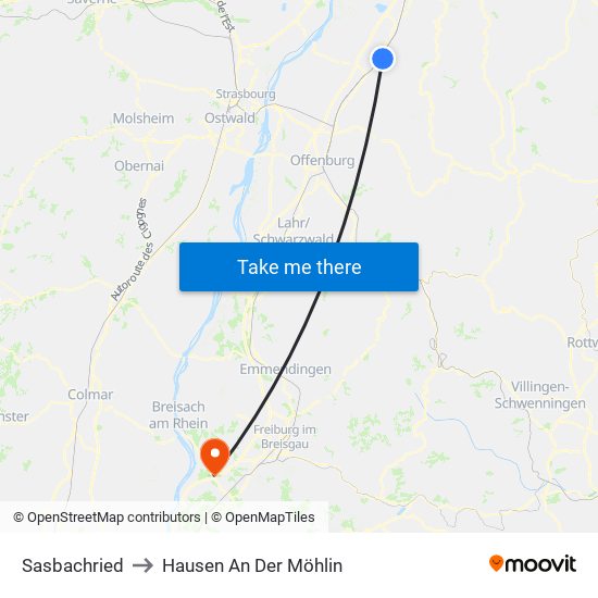 Sasbachried to Hausen An Der Möhlin map