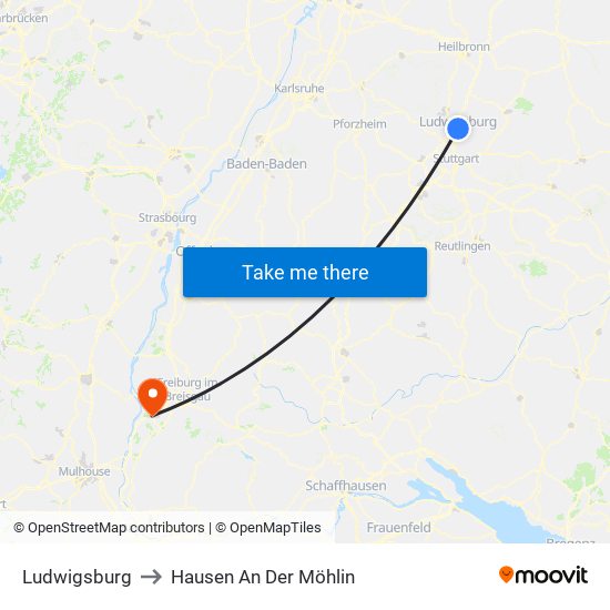 Ludwigsburg to Hausen An Der Möhlin map