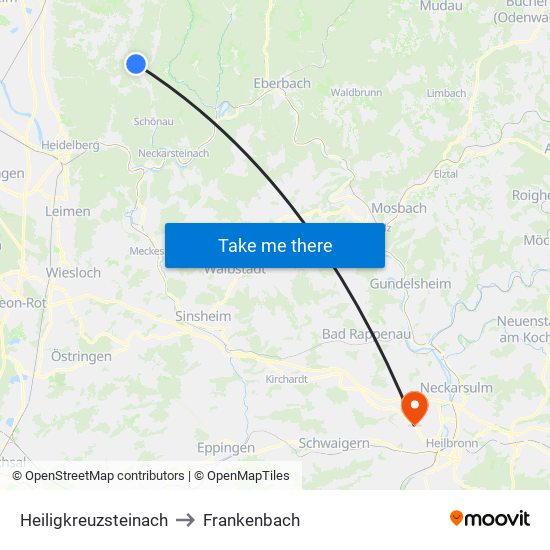 Heiligkreuzsteinach to Frankenbach map